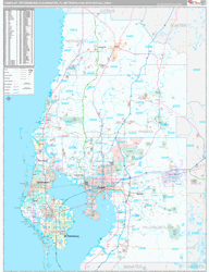 Tampa-St Petersburg-Clearwater Metro Area Wall Map Premium Style 2024